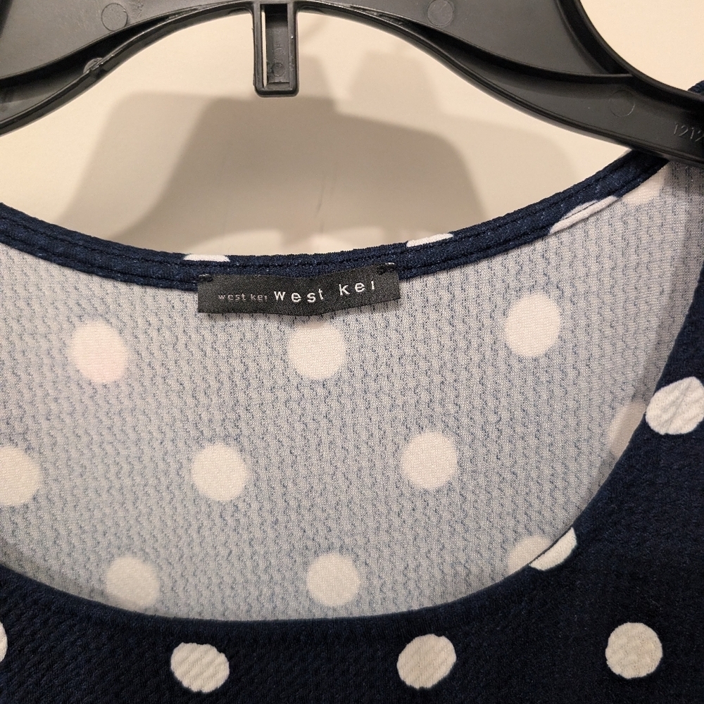 West Kei Navy and White polka dot dress size small pockets fit and flare - Picture 2 of 5